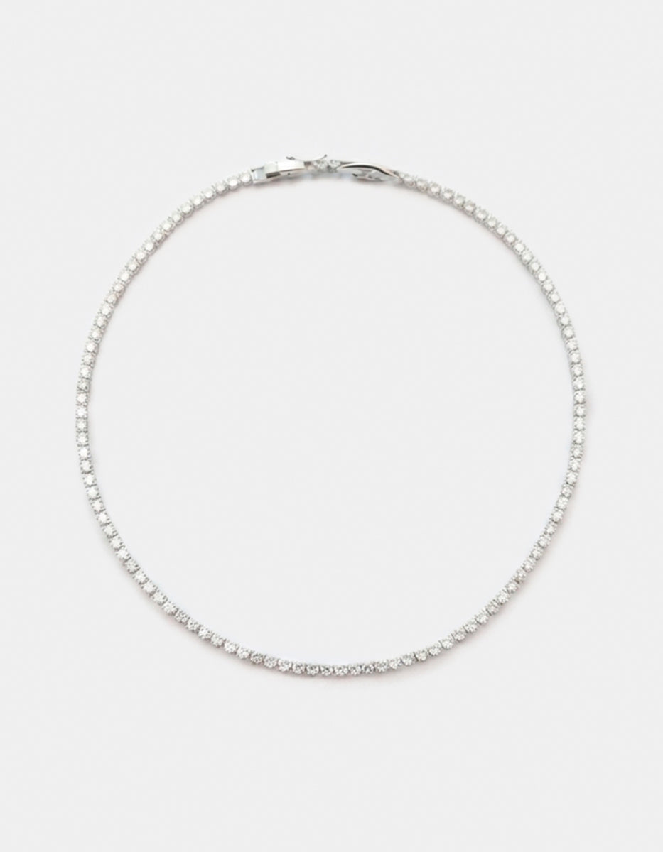 Collar en baño de platino con topacios blancos en corte Asscher Festive Style