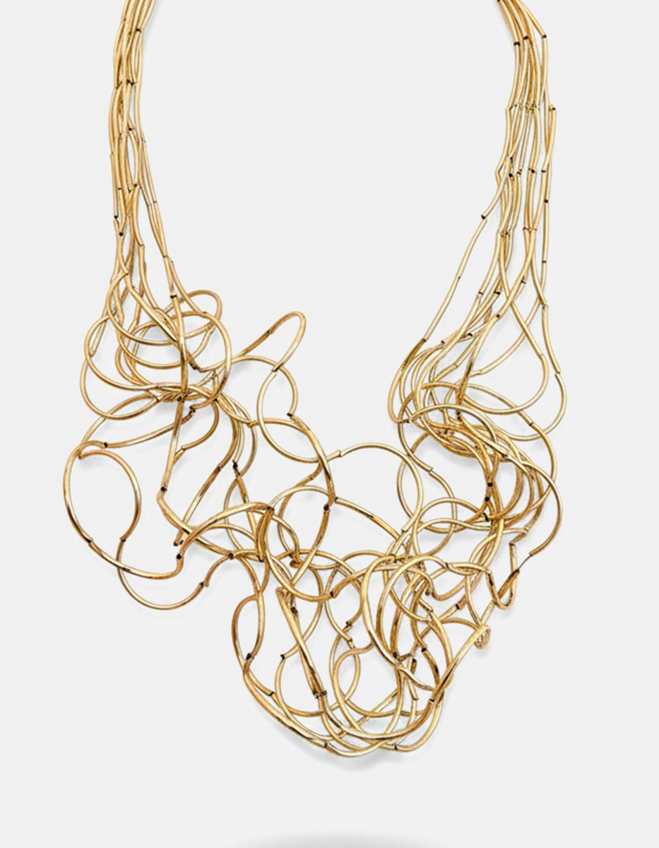 Collar en Plata .925 con Baño de Oro 22 kt de Hilos Golden Chic