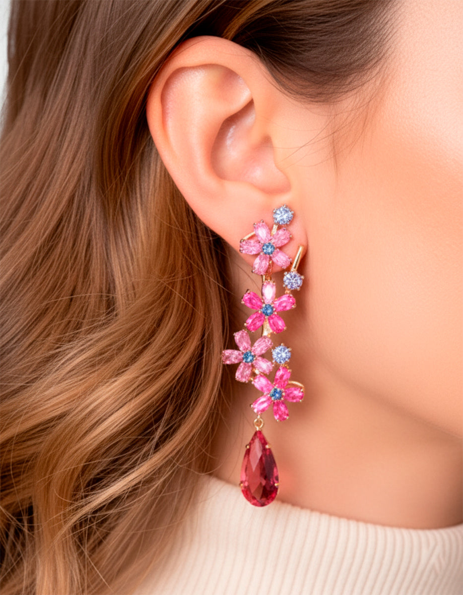 Aretes en forma de flor Luxury Color