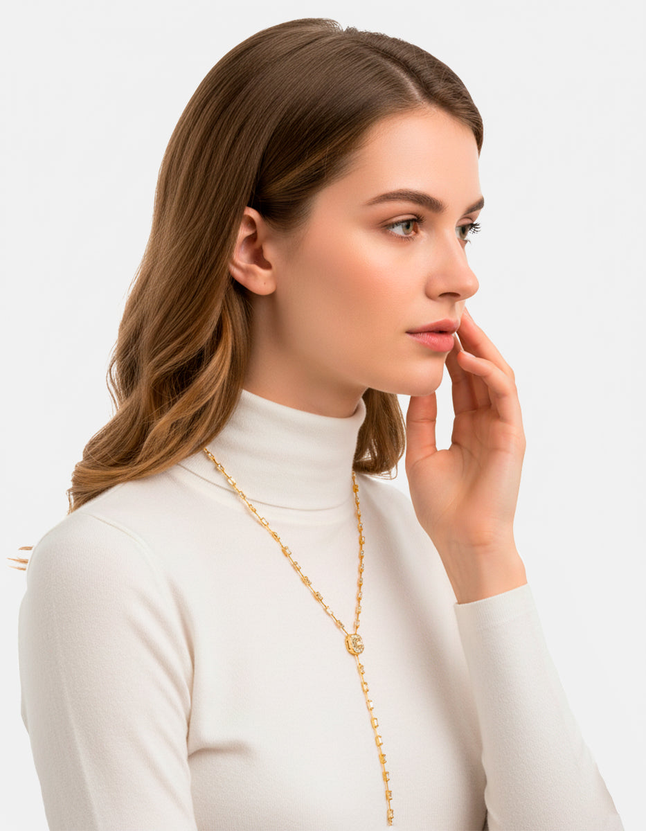 Collar con dije & topacios blancos Luxury Color