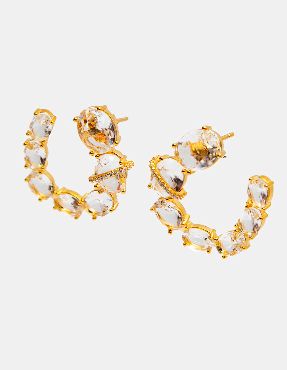 Aretes con topacios blancos Luxury Color