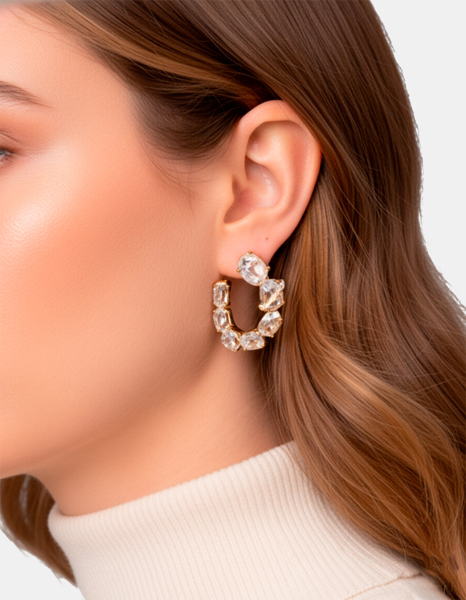 Aretes con topacios blancos Luxury Color