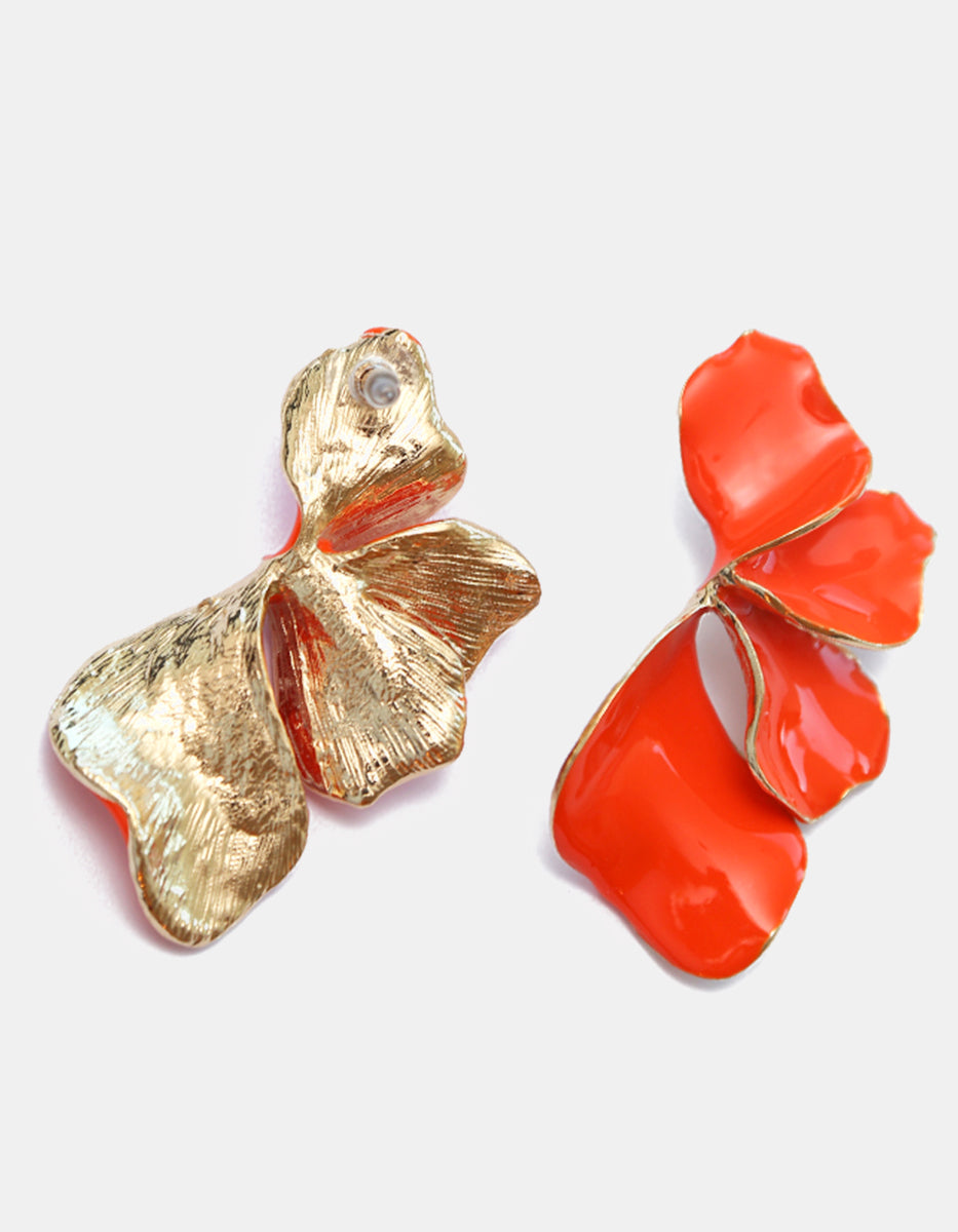 Aretes gold-filled forma de Abanico en Tono Naranja Mandragora