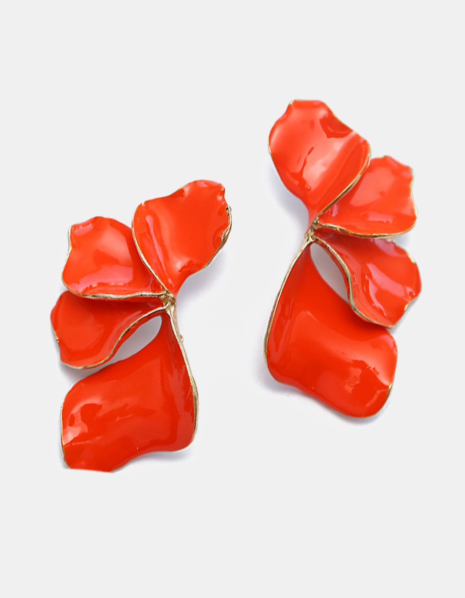 Aretes gold-filled forma de Abanico en Tono Naranja Mandragora