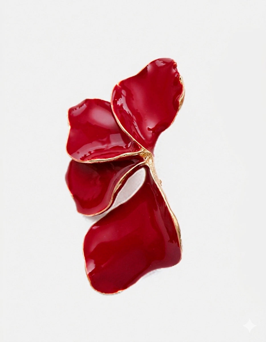 Aretes gold-filled forma de Abanico en Tono Rojo Mandragora