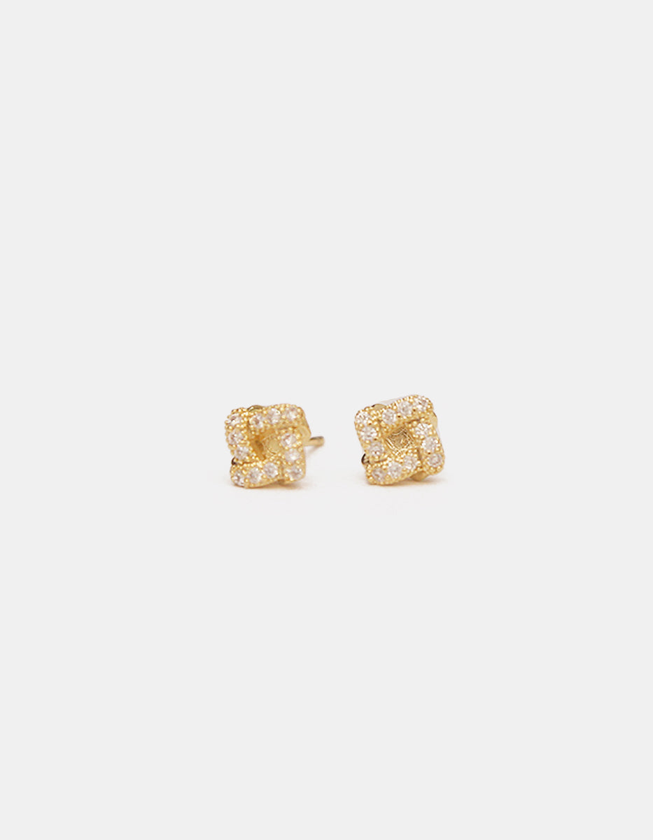 Broqueles de plata .925 con baño de oro 22k en forma de espiral pavé Festive Style