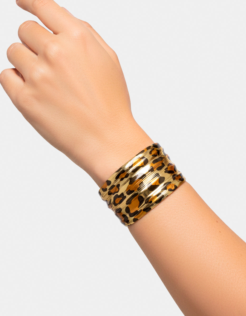 Brazalete de Oro Laminado Animal Print