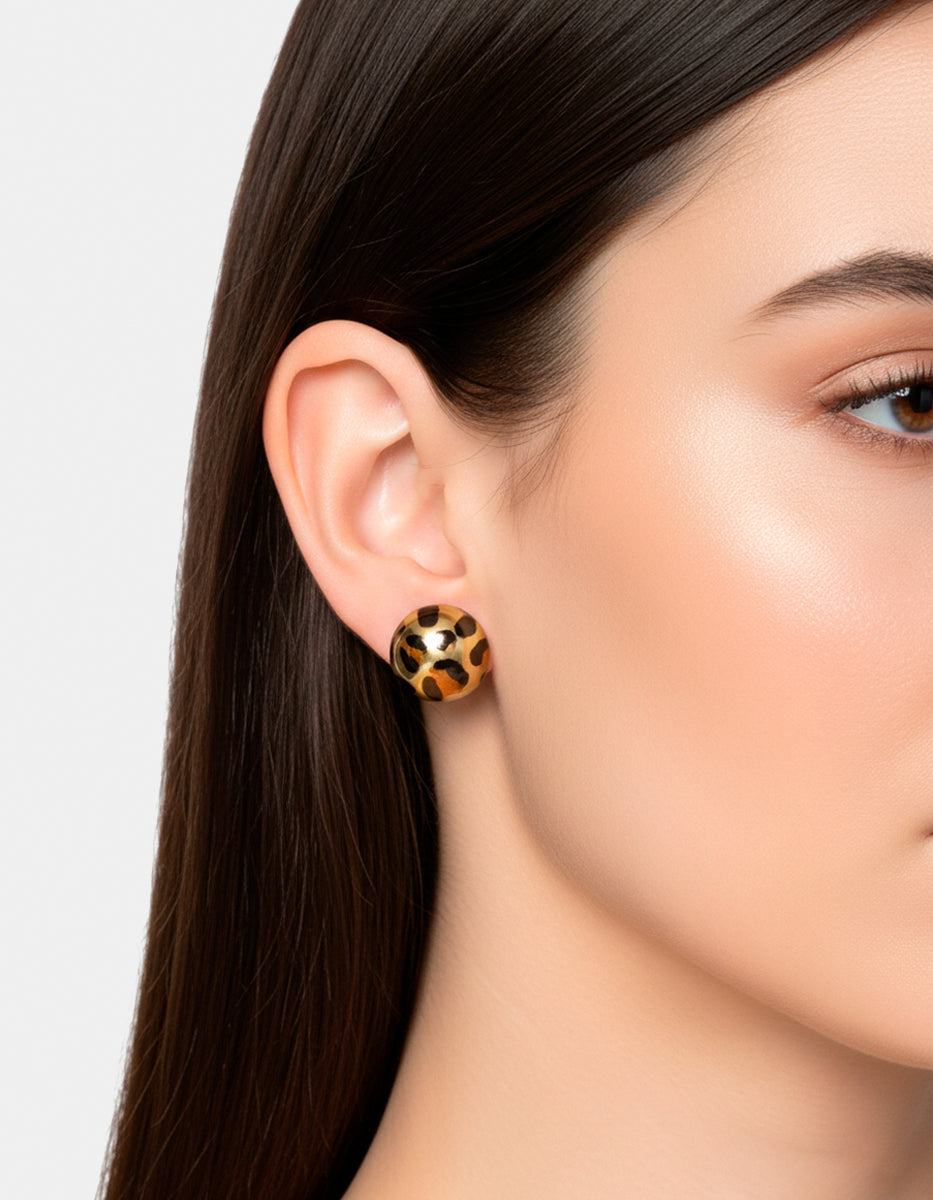 Aretes de Oro Laminado 22kt en forma de Esfera Animal Print
