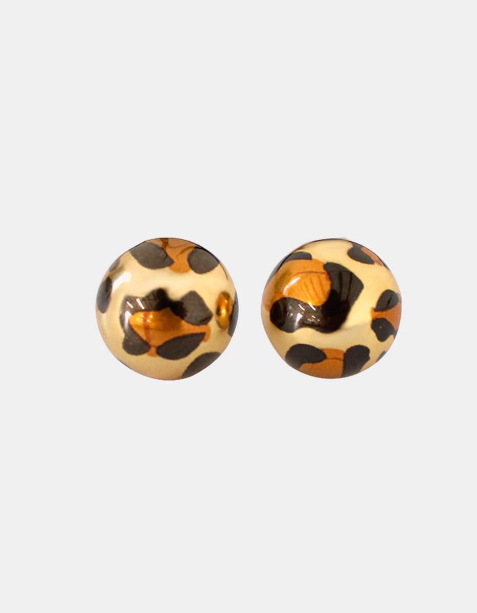 Aretes de Oro Laminado 22kt en forma de Esfera Animal Print