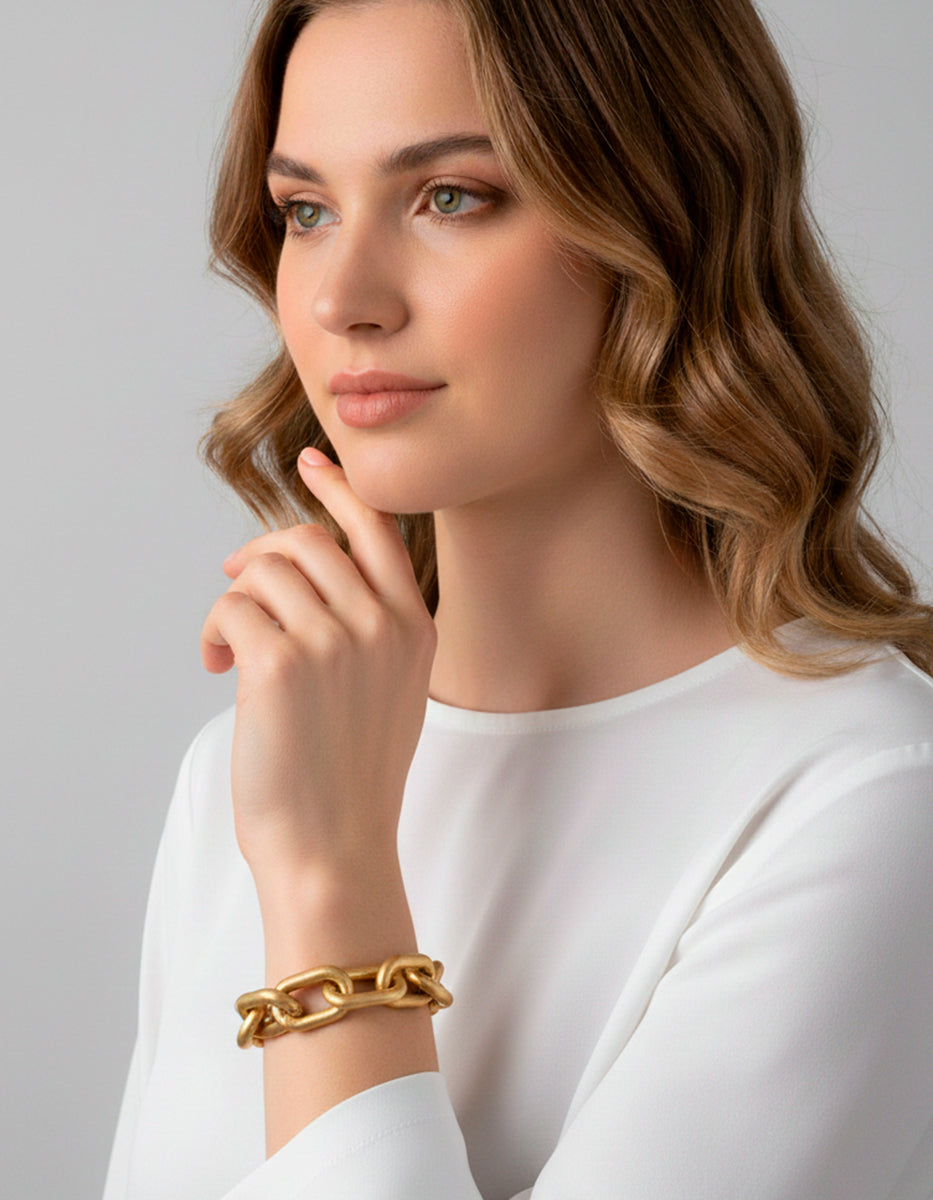 Pulsera en Oro Laminado Maxi Eslabones Golden Chic