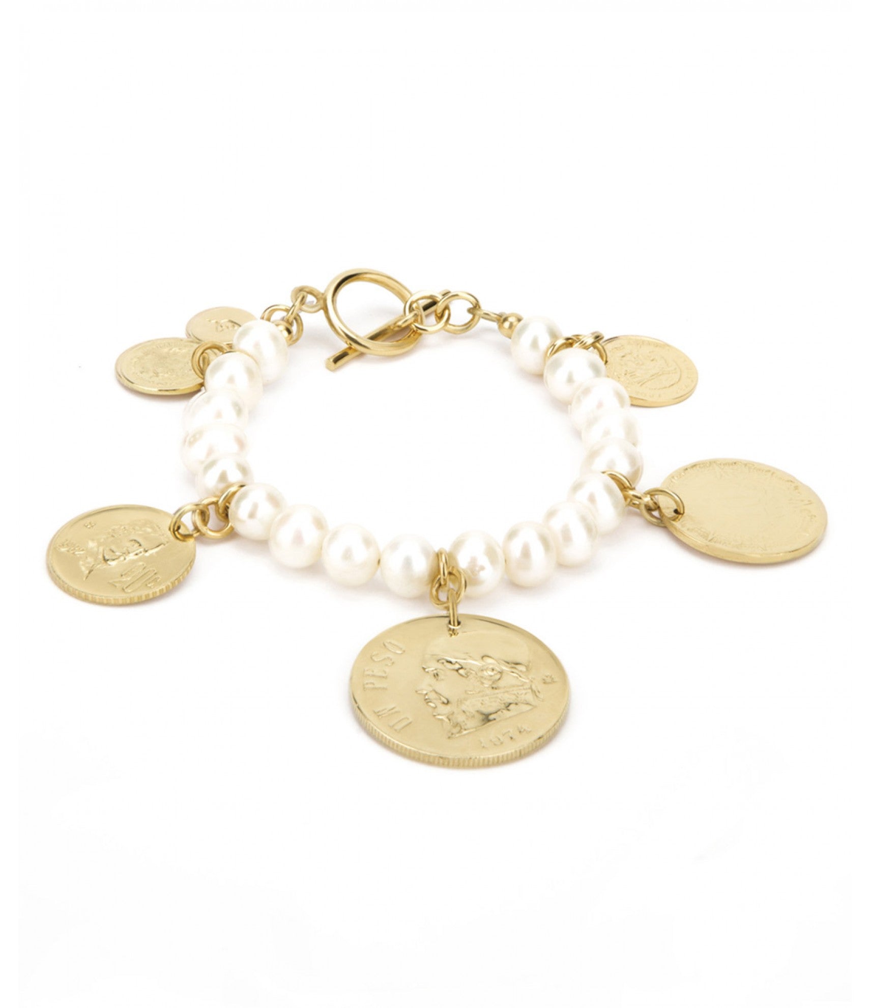 Pulsera monedas auténticas perla mabe Memorias