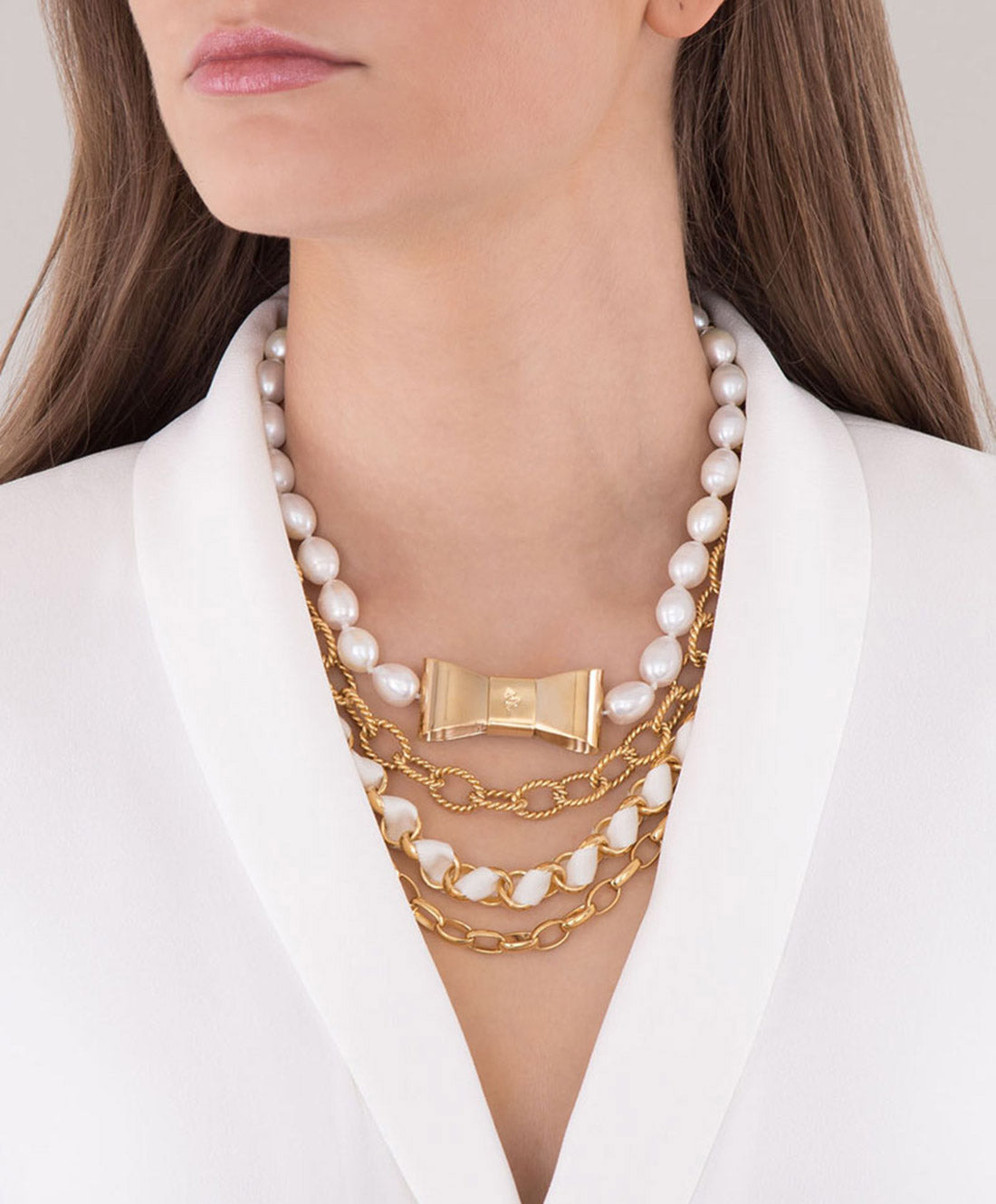 Collar con moño & perla mabe Viena