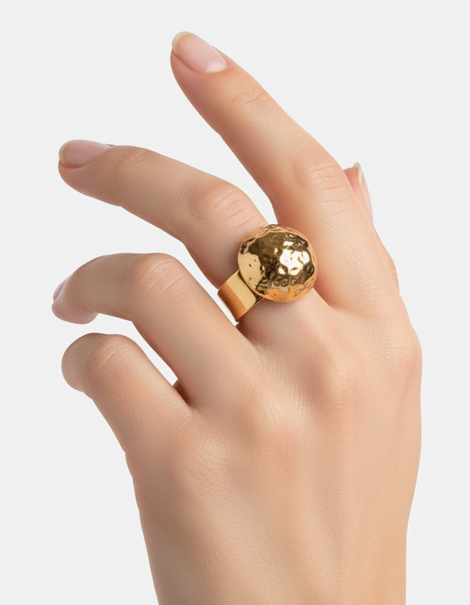 Anillo Plata Dorado Bola Martelinada Reflections