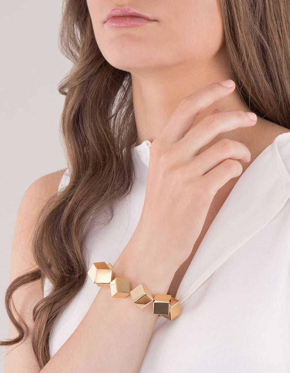 Brazalete cubos dorados Mexican Geometry