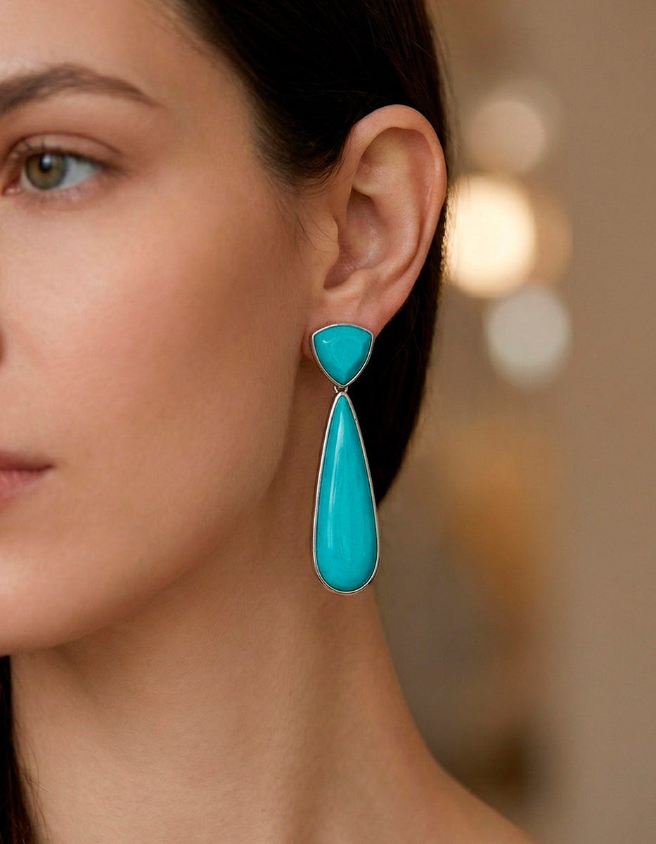 Aretes de plata .925 con baquelita turquesa Mandragora