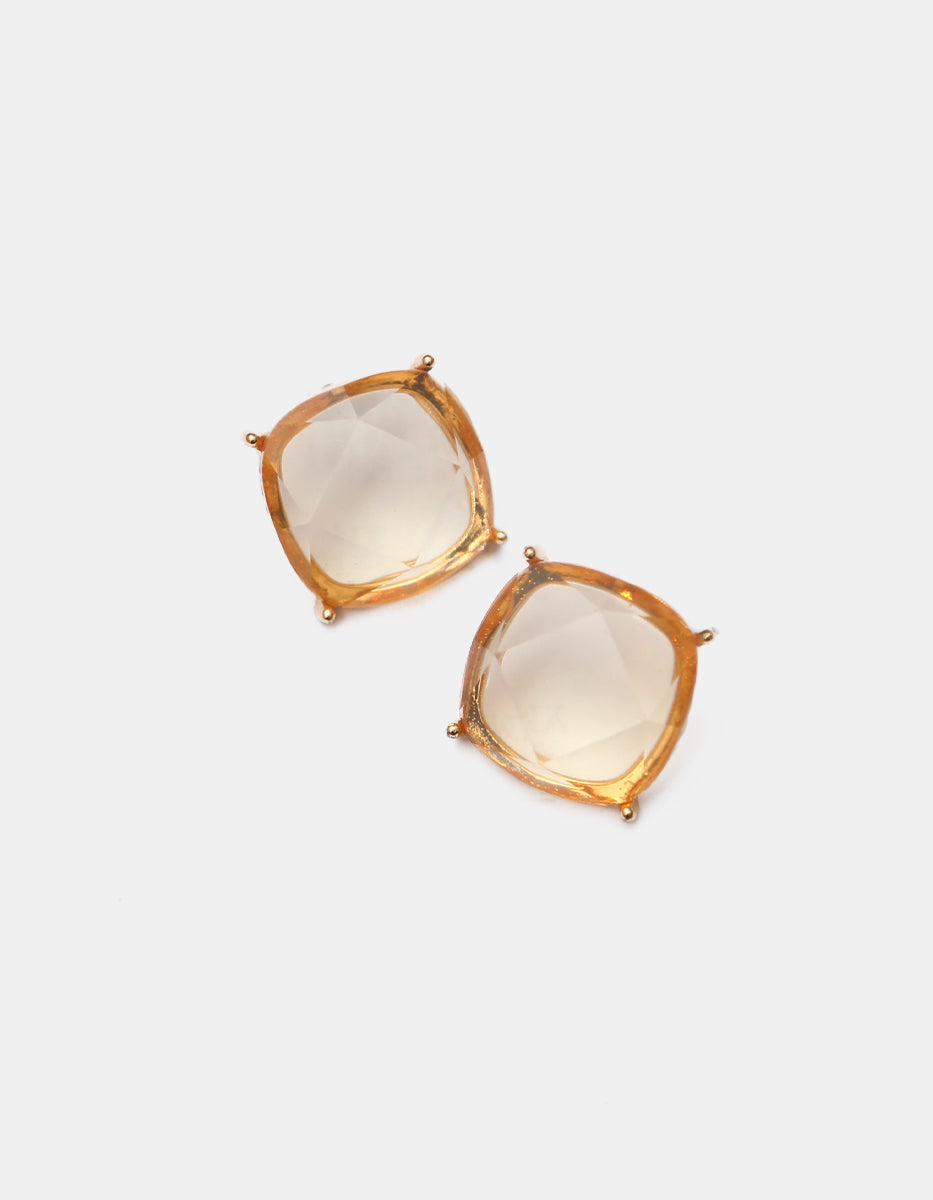 Aretes en oro laminado de 22 kt con Cristal austriaco corte cojín Marquesa