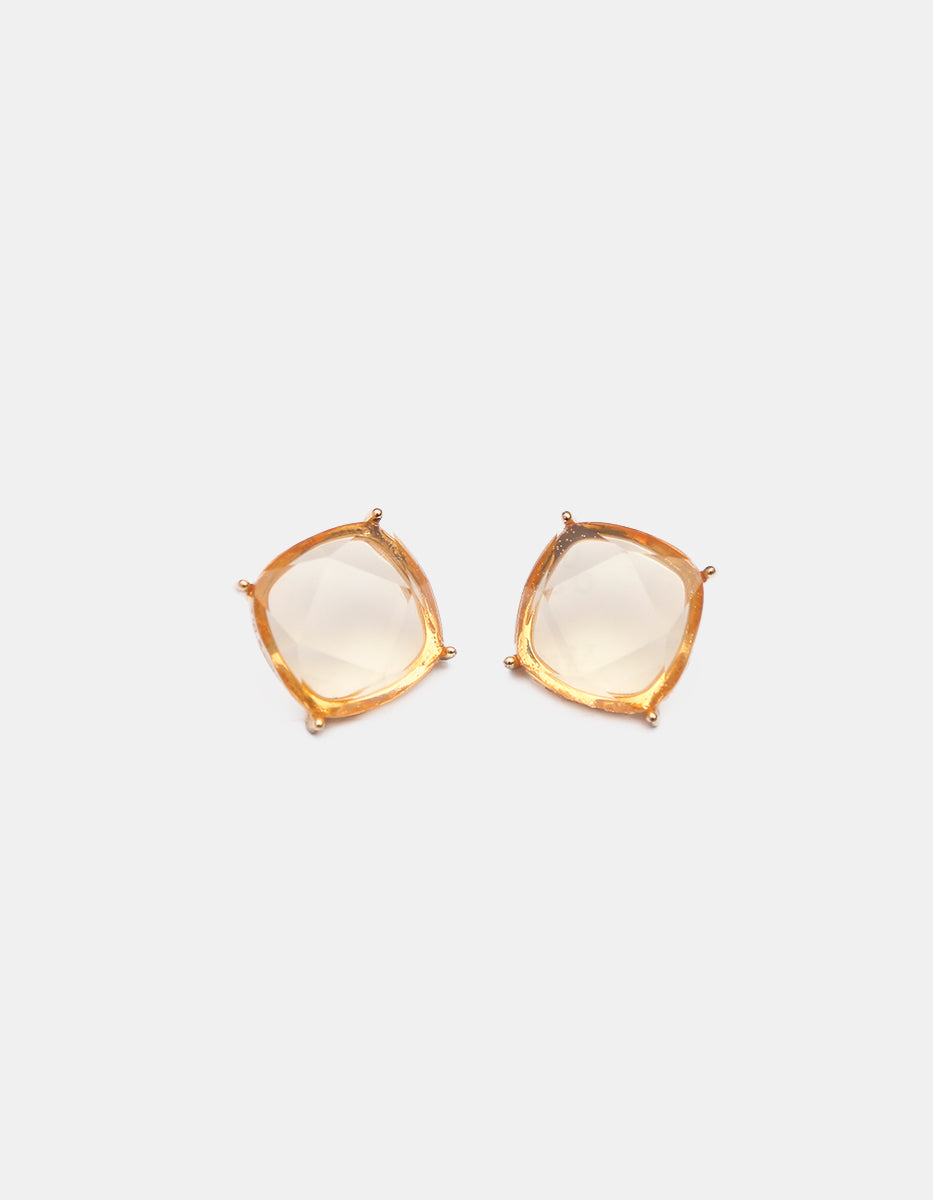 Aretes en oro laminado de 22 kt con Cristal austriaco corte cojín Marquesa