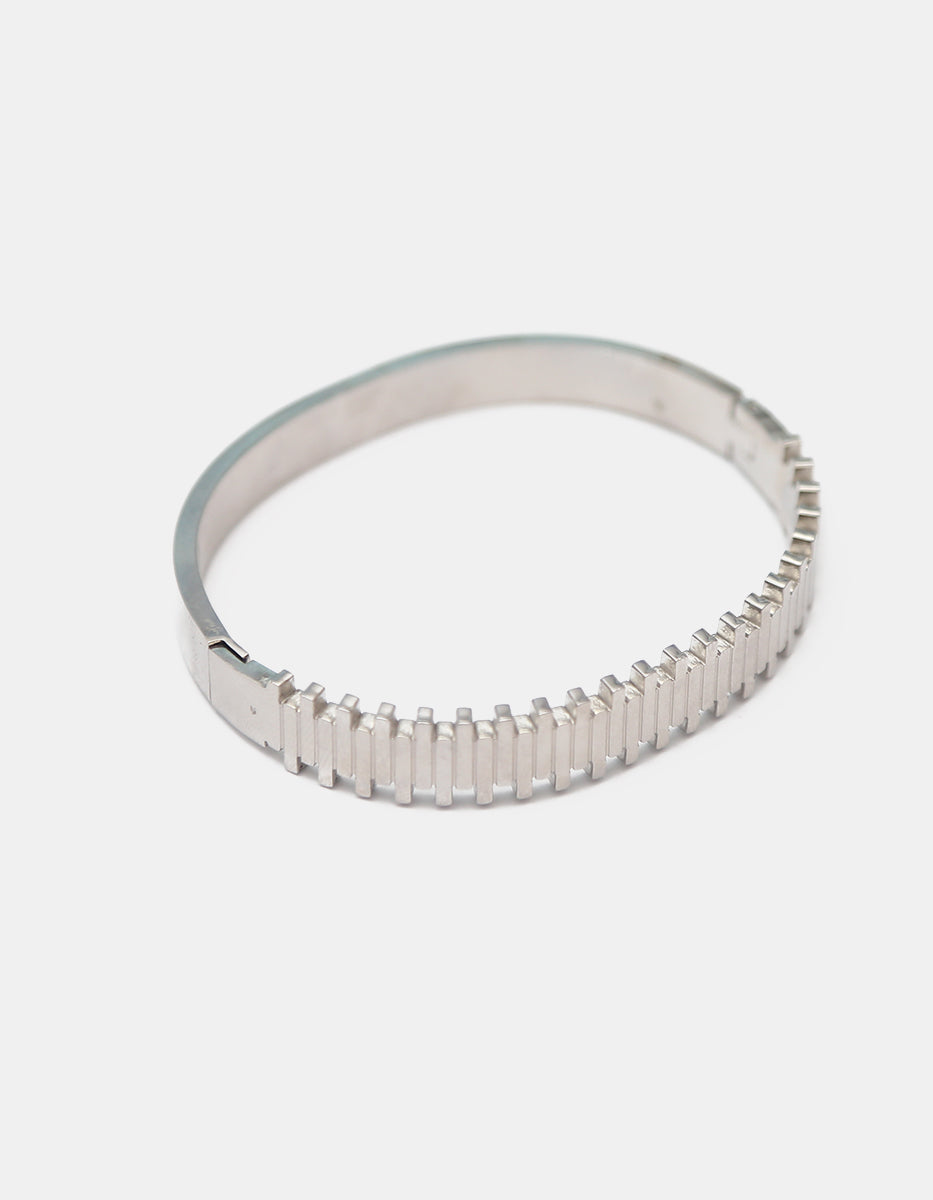 Pulsera ovalada acero baño platino con barras alternadas Nordic