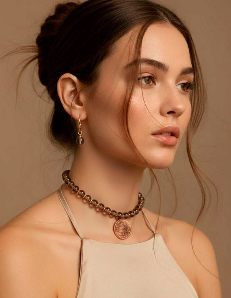 Set de Gargantilla con moneda y arracadas mini