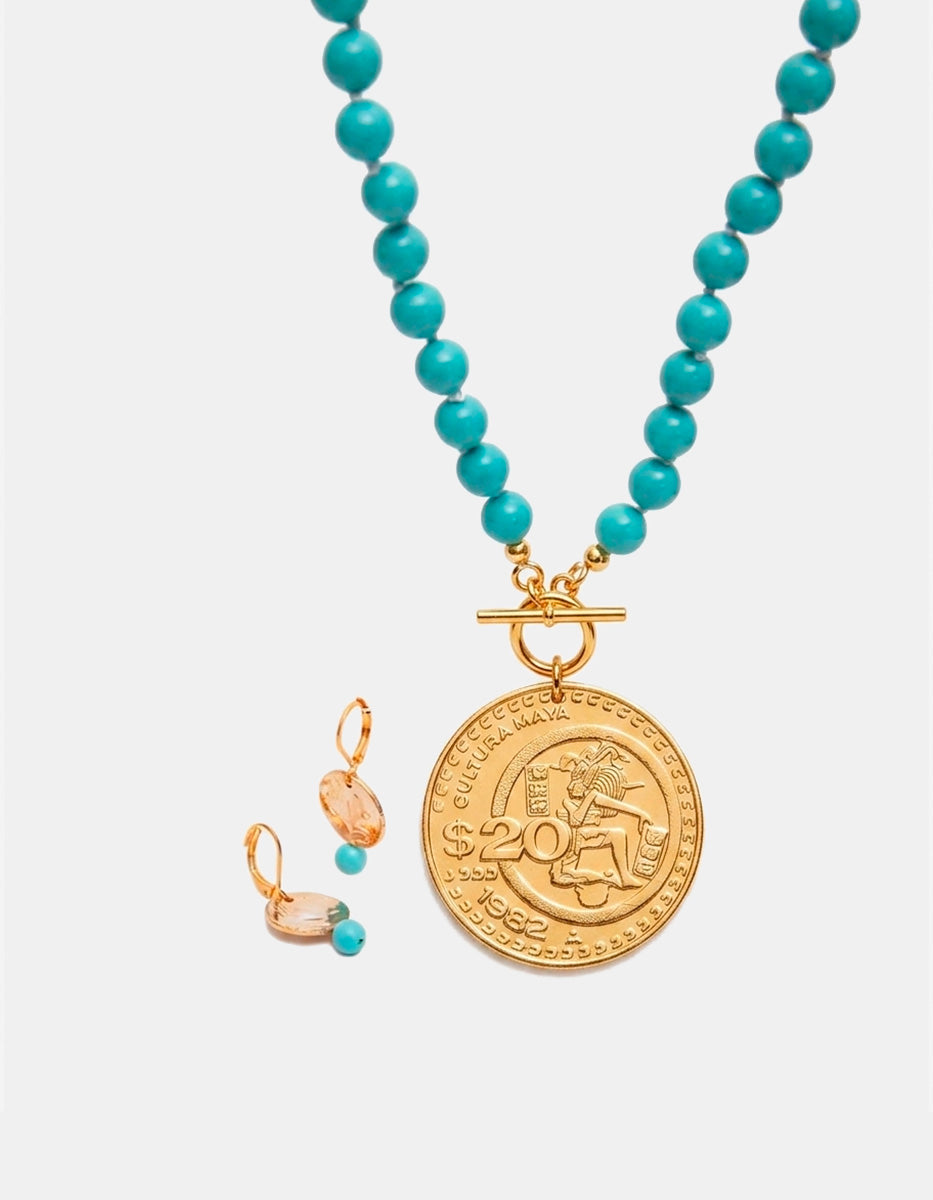Set de Collar y aretes con moneda