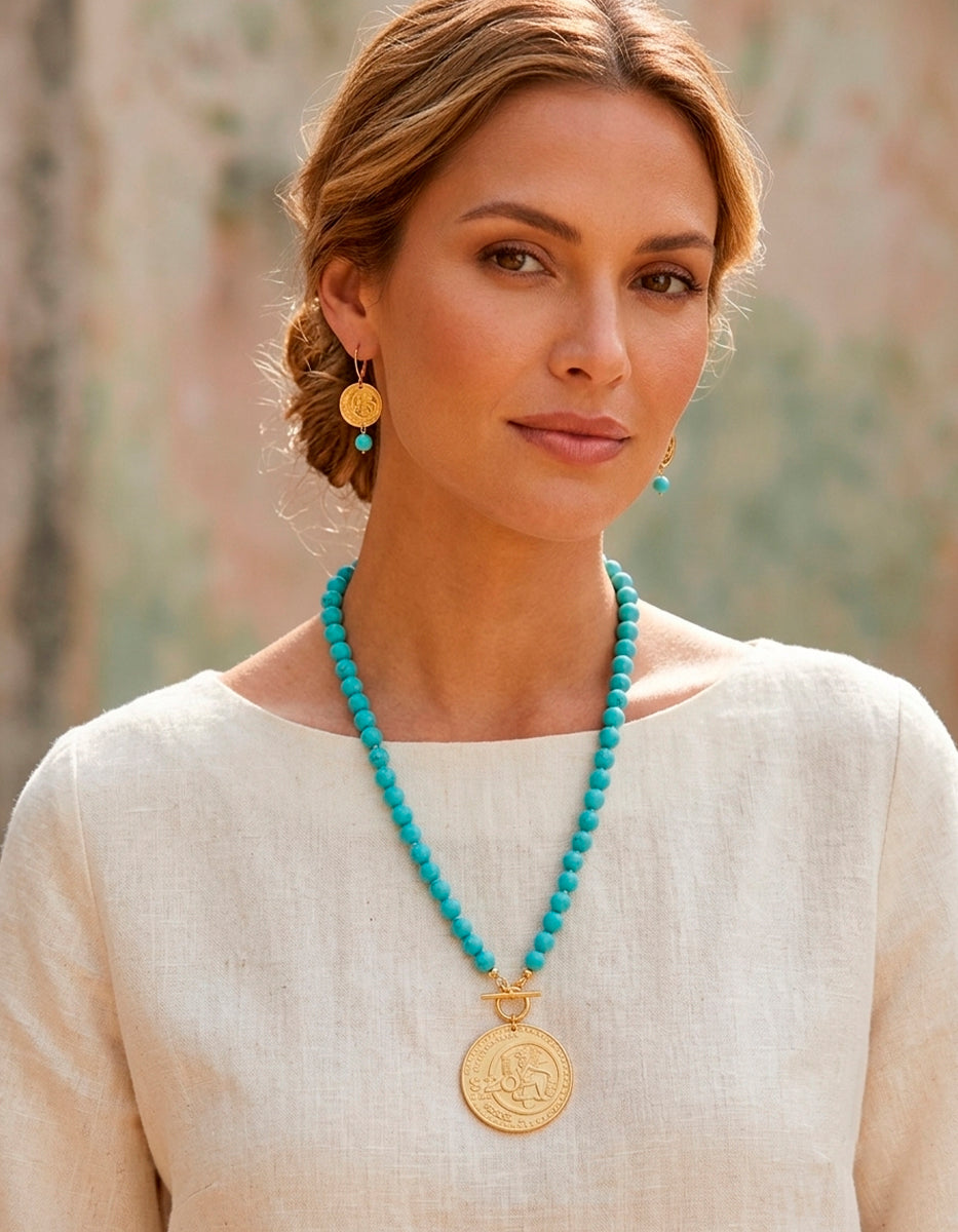 Set de Collar y aretes con moneda