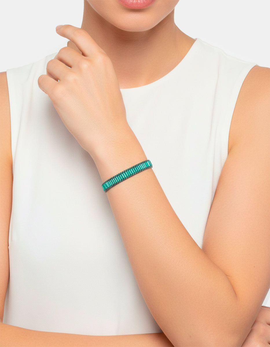 Pulsera de Metal Base Plateado con Canutillo Viva el Color