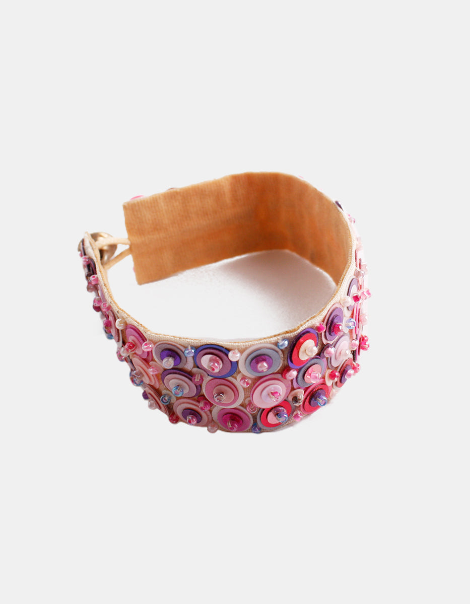 Pulsera en Metal Base Plateado con Lentejuelas Viva el Color