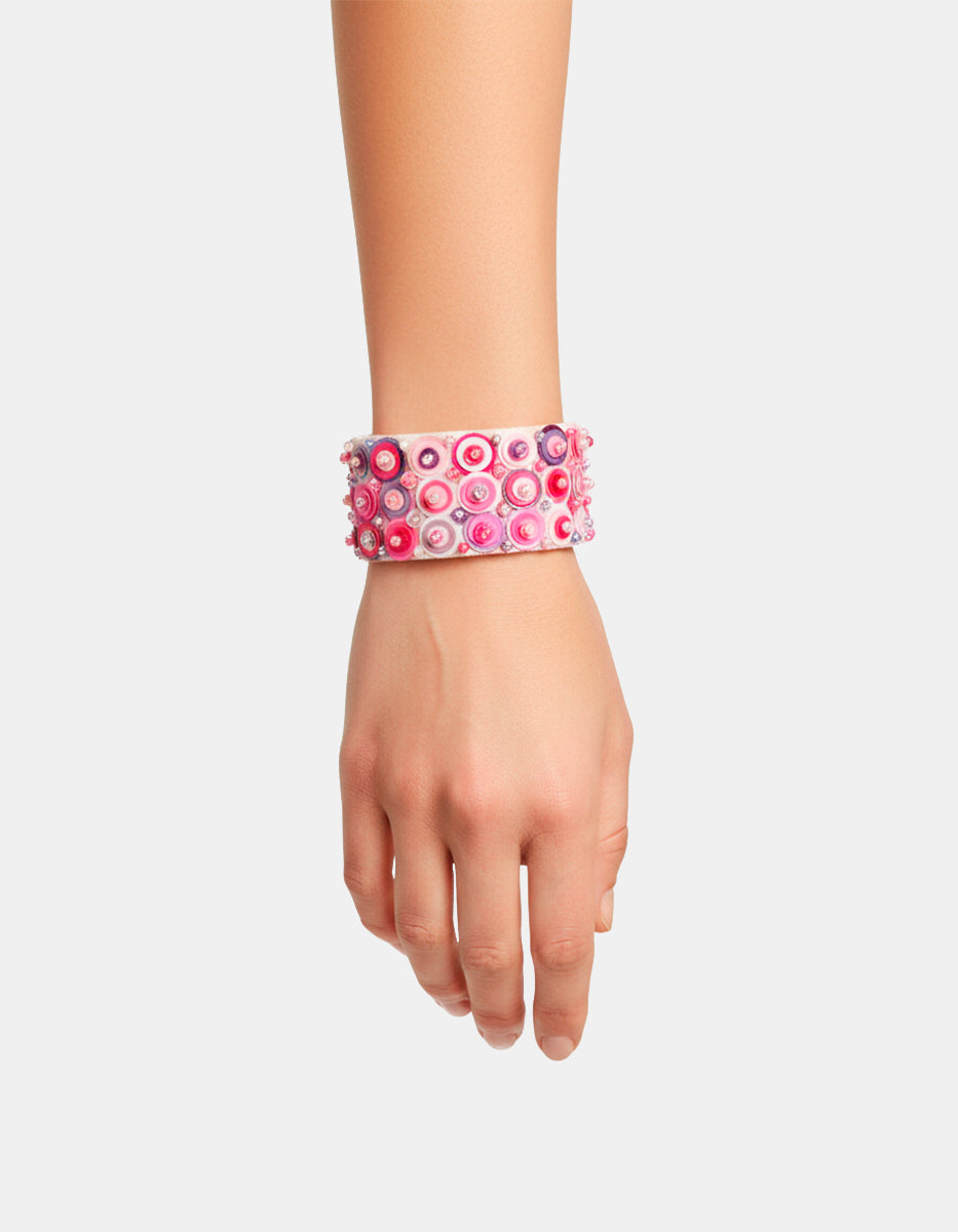 Pulsera en Metal Base Plateado con Lentejuelas Viva el Color