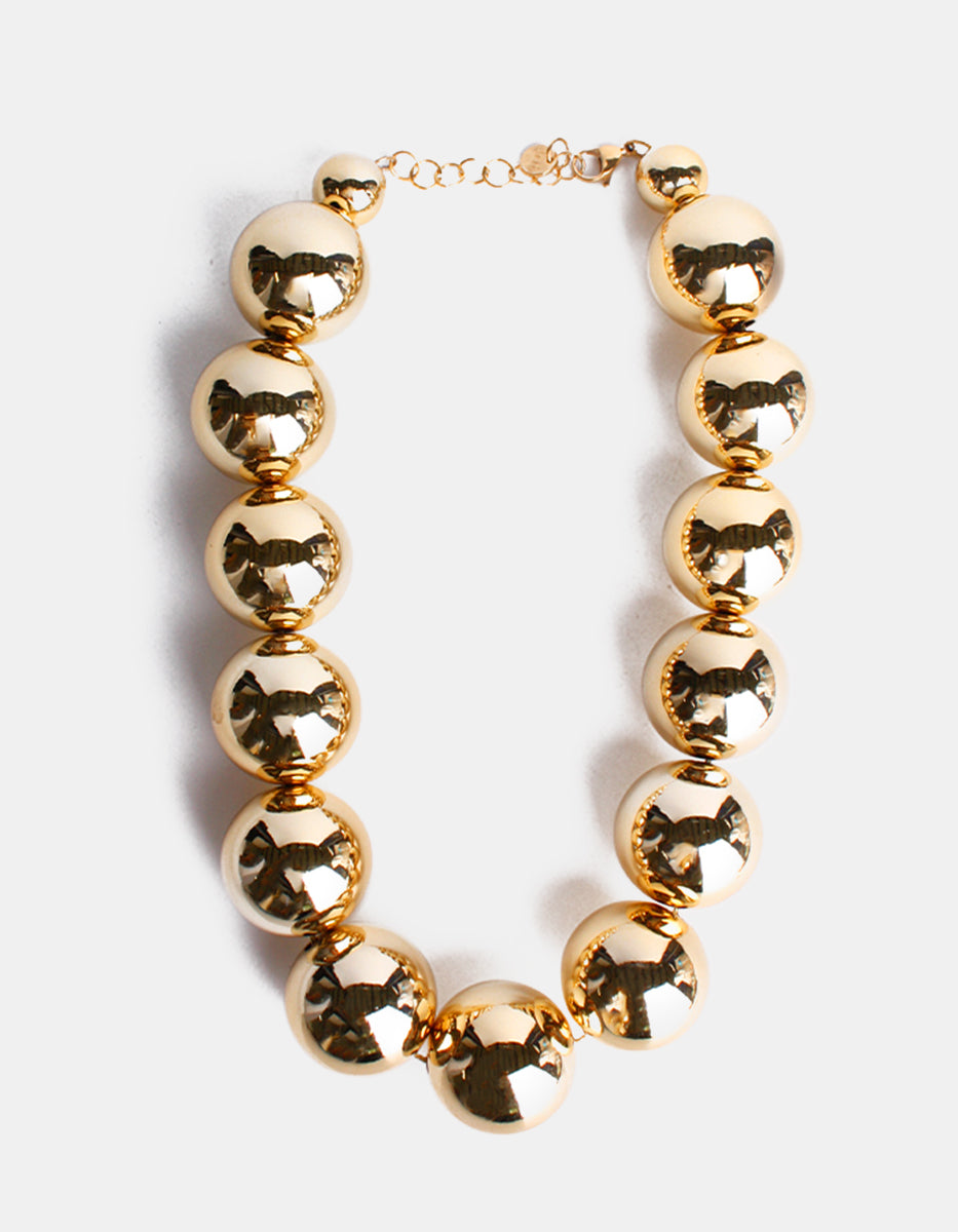 Collar de metal noble en baño Goldfilled esférico Golden Chic