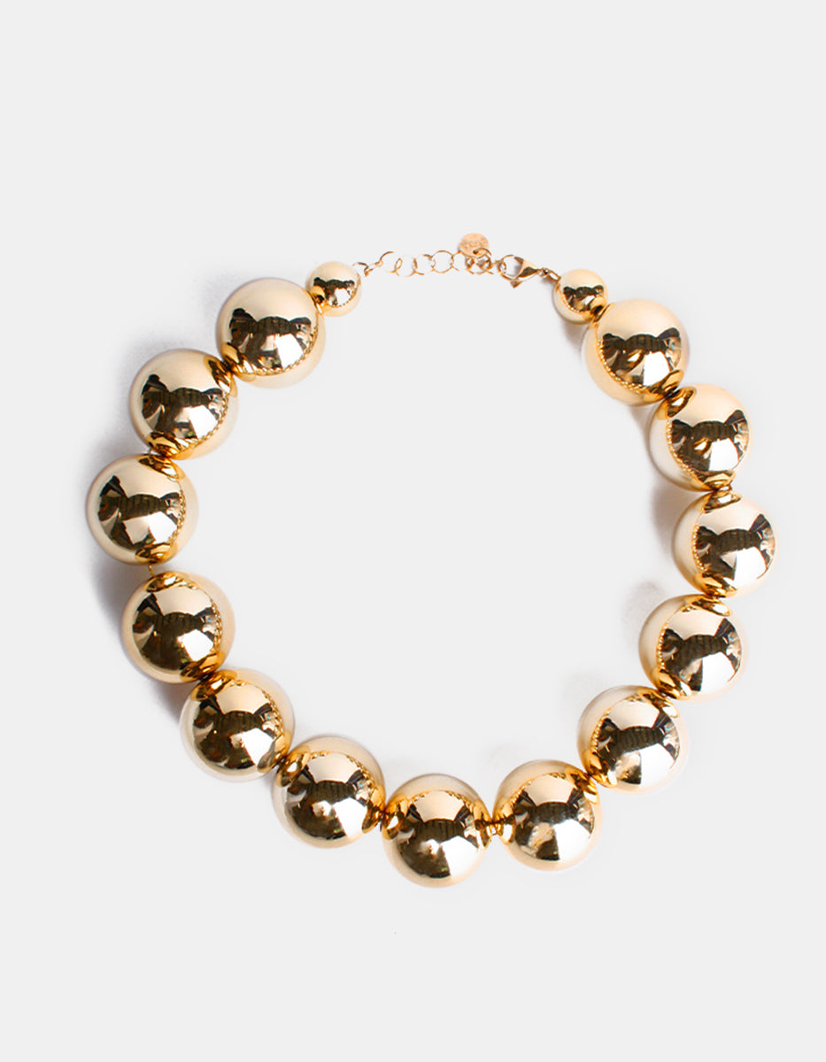 Collar de metal noble en baño Goldfilled esférico Golden Chic