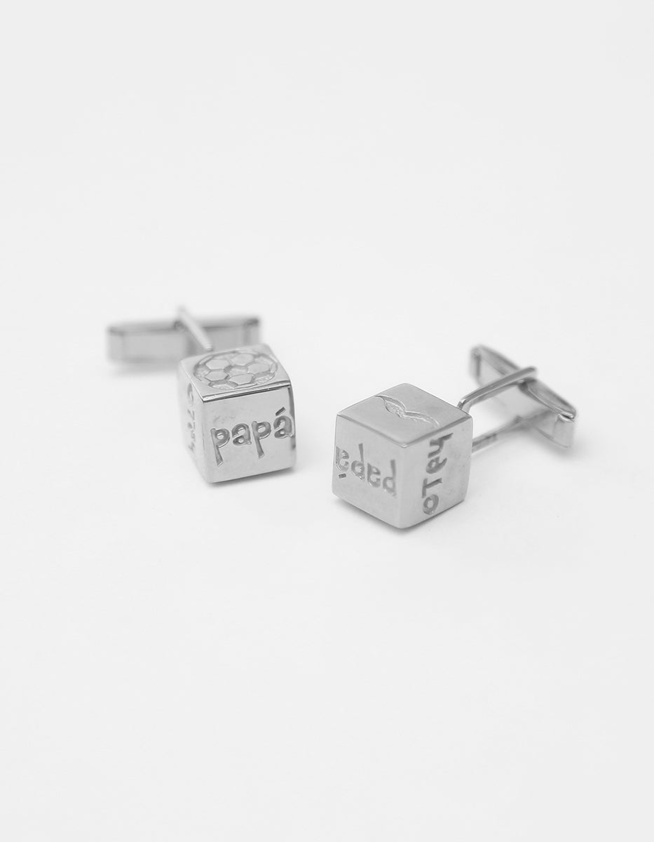 Mancuernillas metal noble baño rodio con grabados Nordic