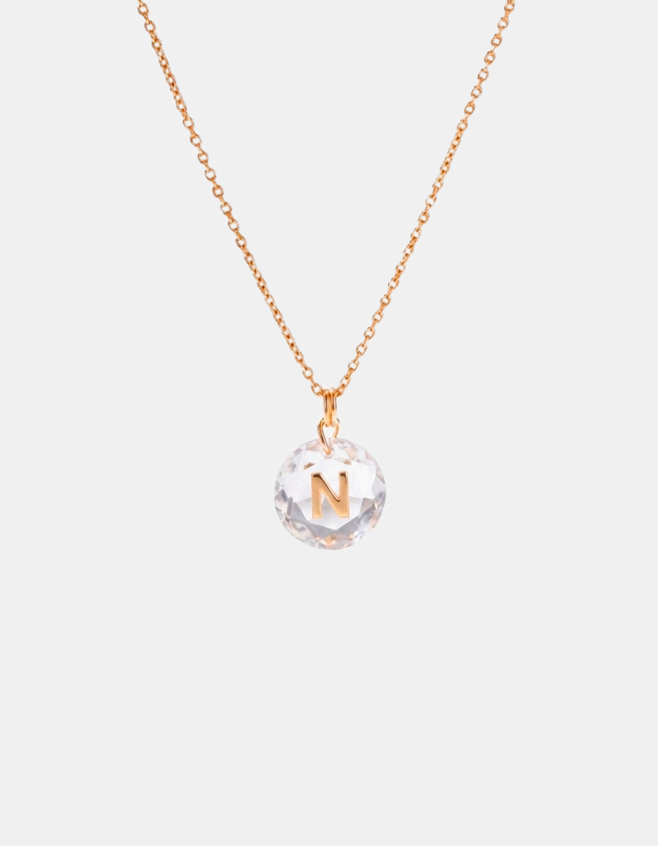 Collar con dije espinolita facetada con inicial N plata .925 con baño de oro 22kt Única