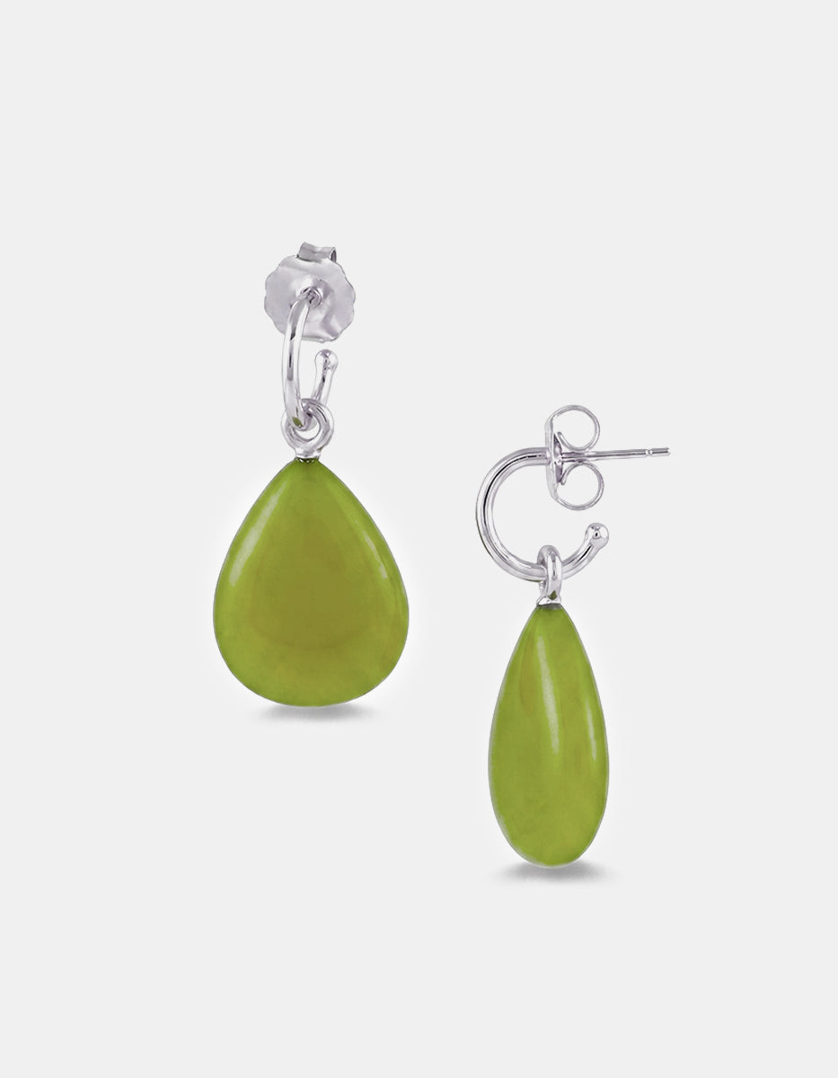 Aretes de Plata .925 y Ágata Verde Marquesa