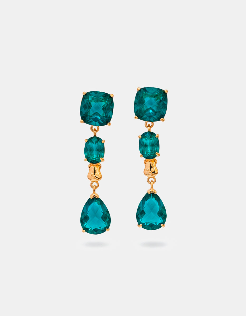 Aretes con espinolita verde esmeralda corte cojín Marquesa