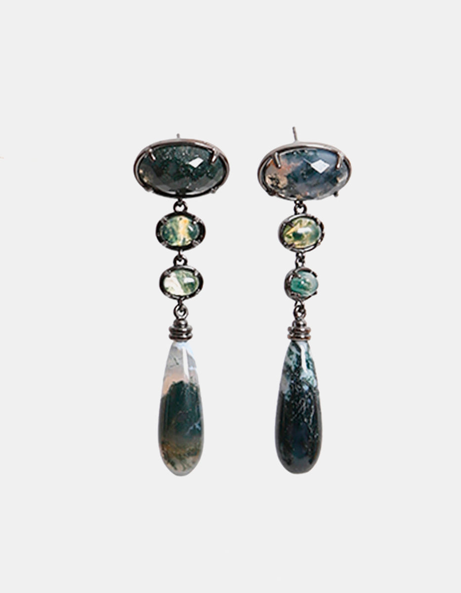 Aretes vintage ojo de gato tono verde Marquesa
