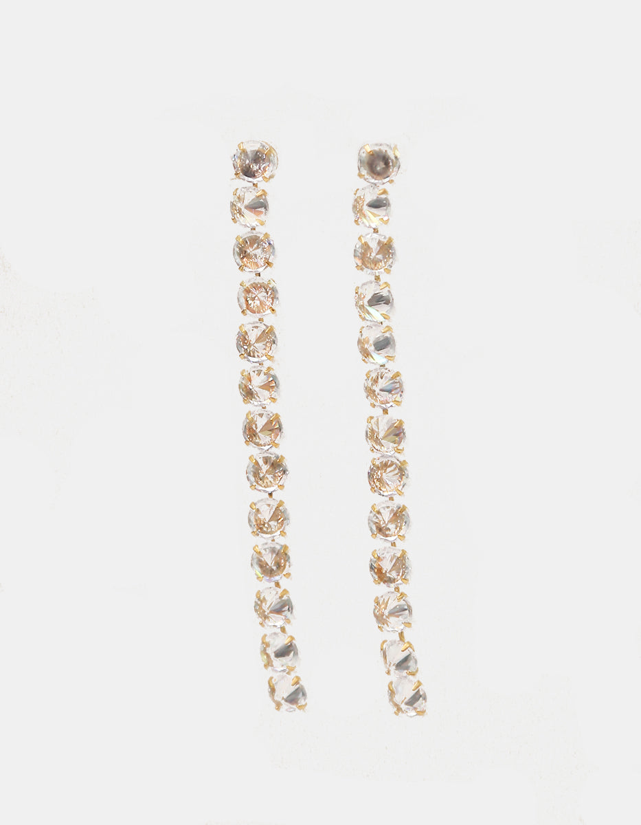 Aretes de metal noble con baño de platino y topacios blancos en disminución Festive Style