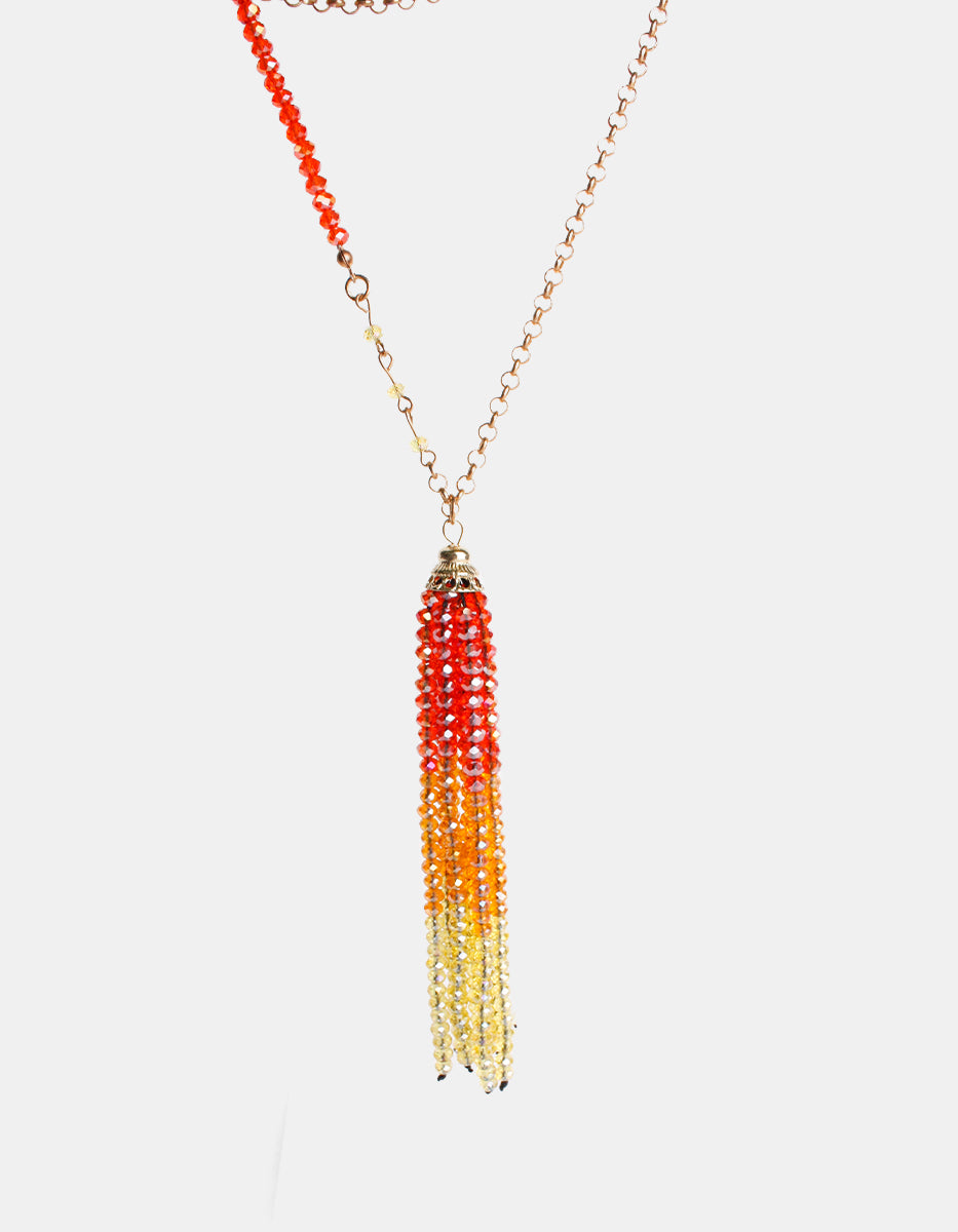 Collar de bronce en baño vermeil 22k con cristales facetados en degradado ombré