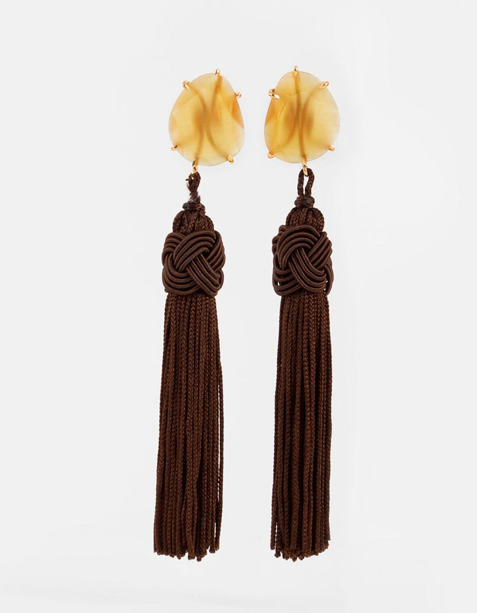 Aretes de plata con baño vermeil 22k y borlas de hilo de seda Esplendida