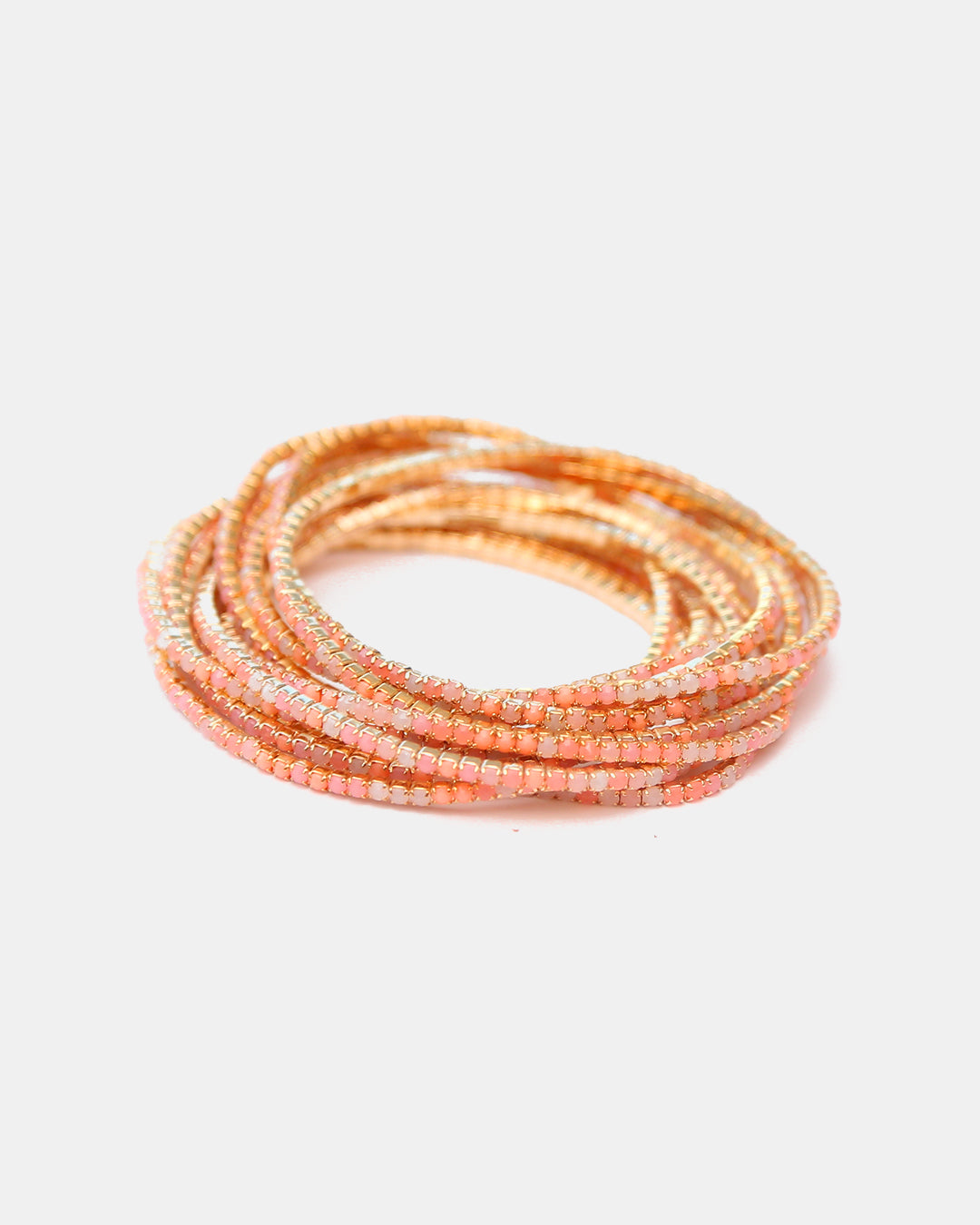 Pulseras de Gold-Filled con Espinolita Tonos Coral & Rosa Pastel