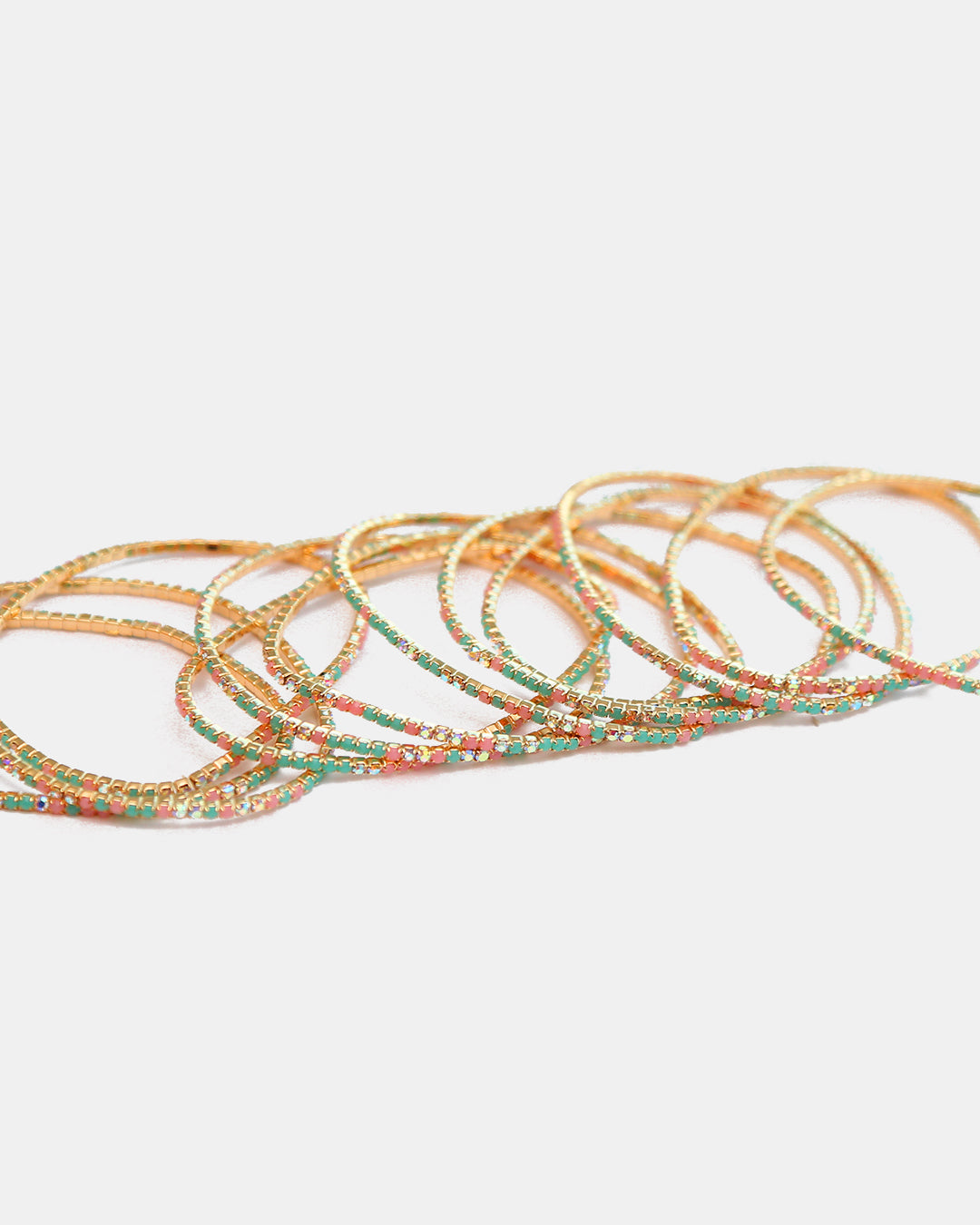 Pulseras de Gold-Filled con Espinolita Verde Esmeralda & Rosa Salmón