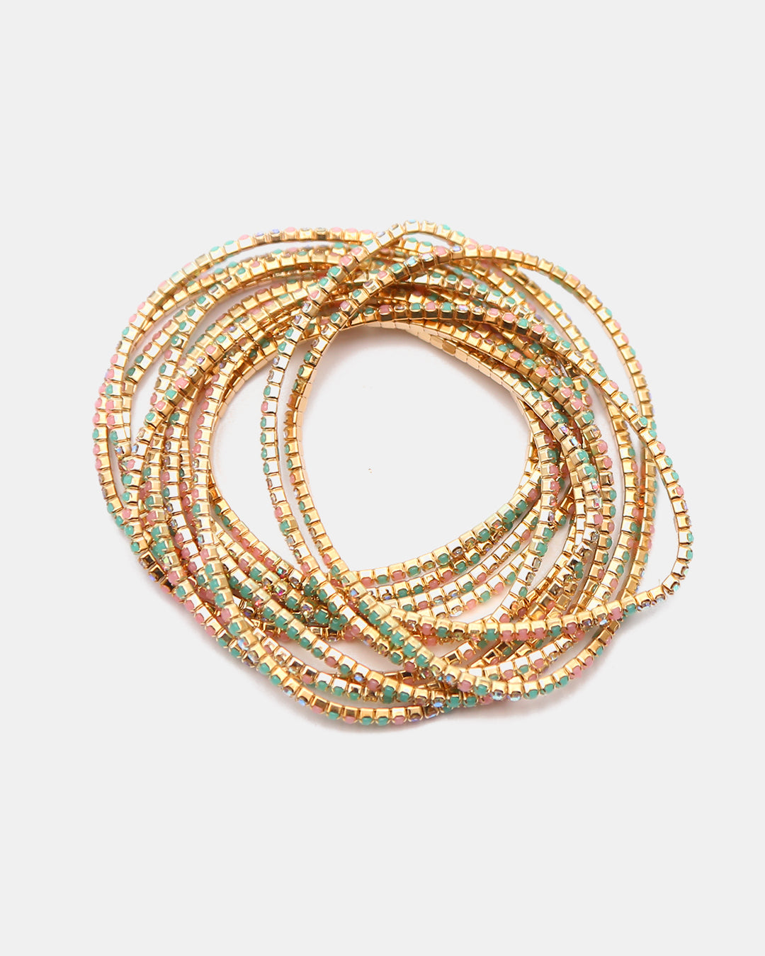 Pulseras de Gold-Filled con Espinolita Verde Esmeralda & Rosa Salmón
