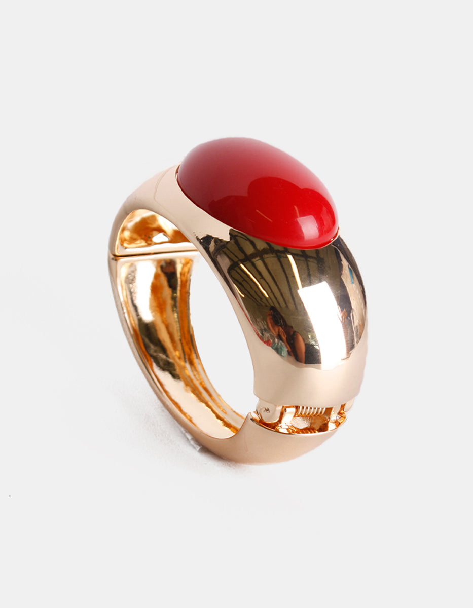 Brazalete de oro laminado con baquelita roja Mandragora