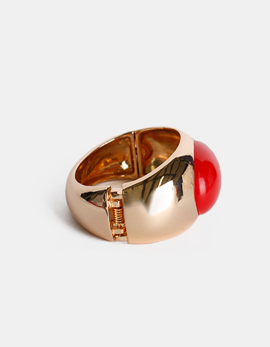 Brazalete de oro laminado con baquelita roja Mandragora