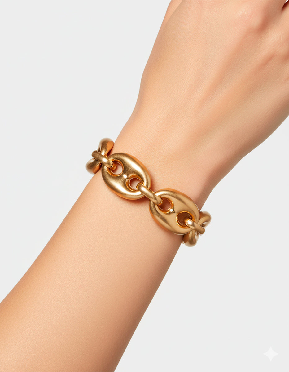 Pulsera en Oro Laminado con Maxi Eslabones Golden Chic