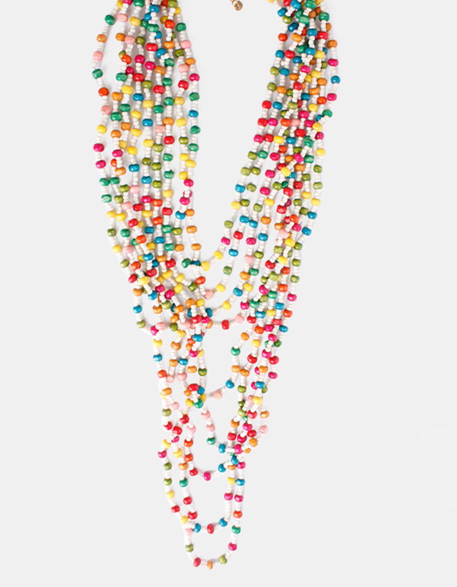Collar multi strand de oro laminado con baquelitas en diversos tonos Mandragora