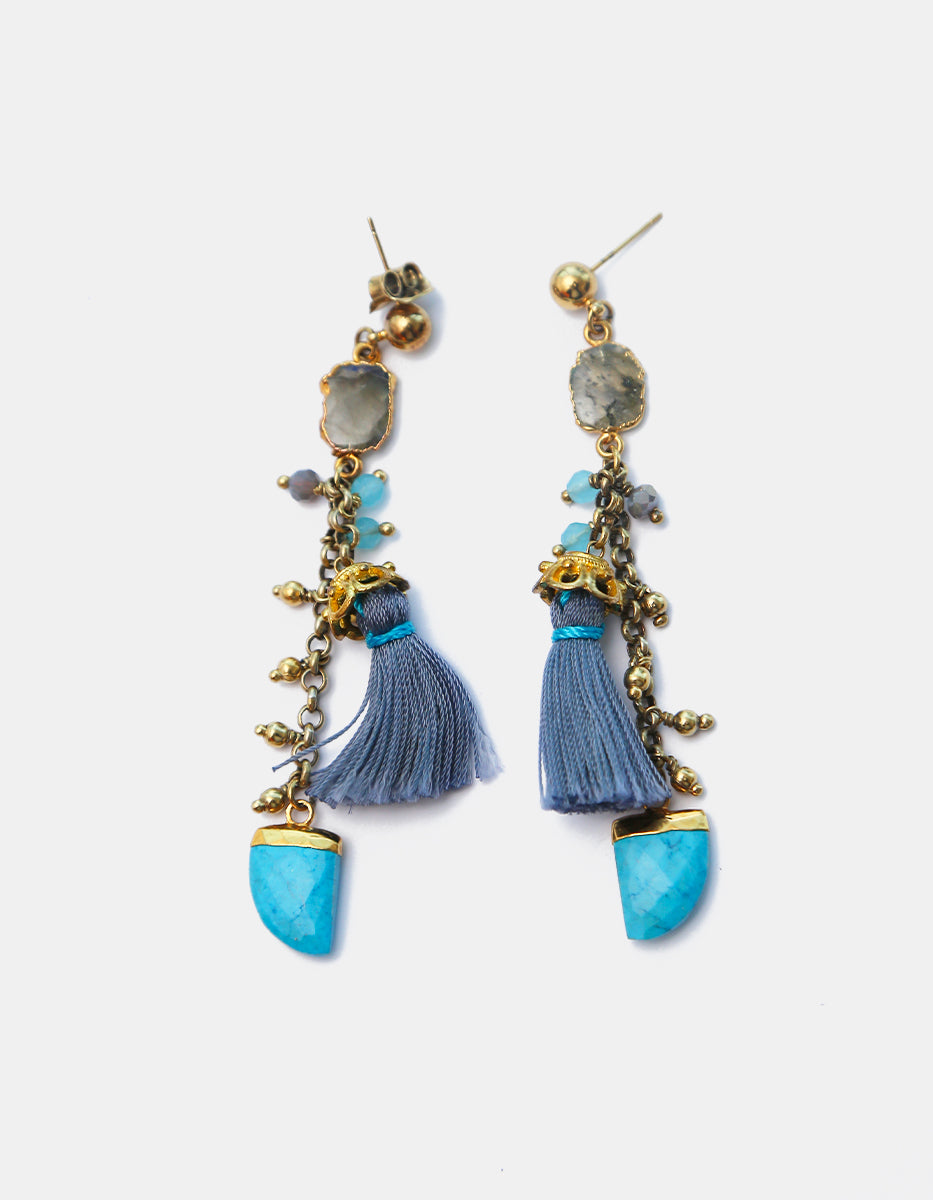 Aretes baño oro 22kt turquesa Islas Canarias