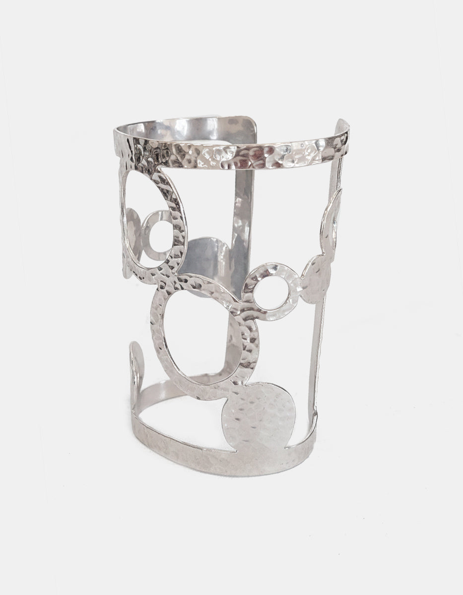 Brazalete de Bronce con Baño de Rodio Martelinado Creta