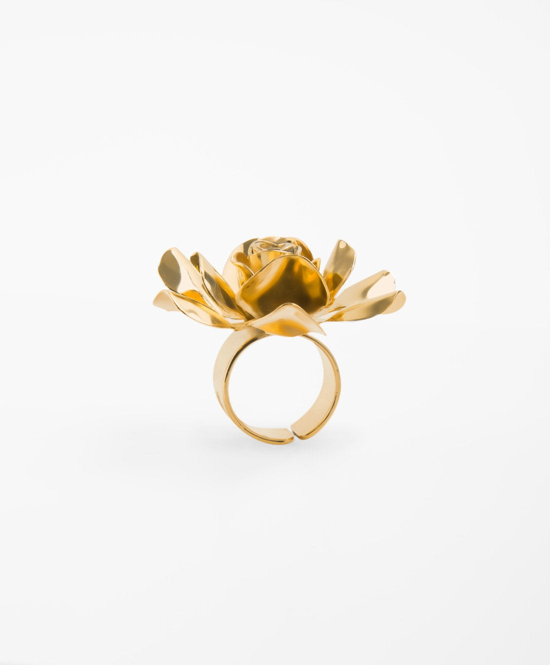 Anillo metal base en baño Vermeil de 22kt en forma de flor Edén