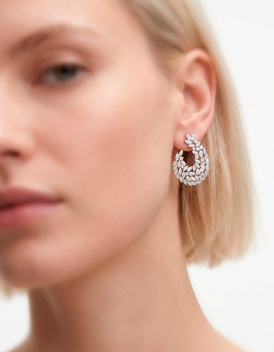 Aretes con baño Platino e incrustaciones de topacios blancos corte marquise Festive Style
