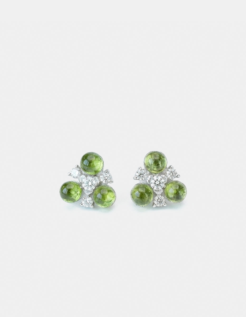 Aretes de metal noble con baño de platino y peridots Festive Style